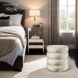 tectake Stool Altu - Padded Seat, Large Storage Space in Cream - thumbnail 9