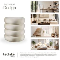 tectake Stool Altu - Padded Seat, Large Storage Space in Cream - thumbnail 7