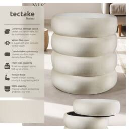 tectake Stool Altu - Padded Seat, Large Storage Space in Cream - thumbnail 2
