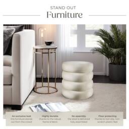 tectake Stool Altu - Padded Seat, Large Storage Space in Cream - thumbnail 3