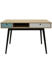 'Industrial' - 2 Drawer Office Computer Desk  Dressing Table - Oak  Black - thumbnail 3
