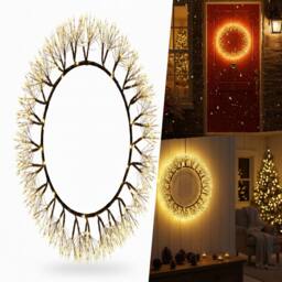 Pegdev Outdoor Christmas Metal Wreath 35cm 900 LED Warm White Festive Decor - thumbnail 4