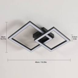 Pheashine Modern Double Ring LED Ceiling Light 36W Sand Black 49x35cm - Size: 49x35 cm - thumbnail 5