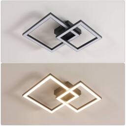Pheashine Modern Double Ring LED Ceiling Light 36W Sand Black 49x35cm - Size: 49x35 cm - thumbnail 3