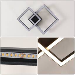Pheashine Modern Double Ring LED Ceiling Light 36W Sand Black 49x35cm - Size: 49x35 cm - thumbnail 4