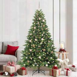 Berkfield Home Artificial Christmas Tree with 300 LEDs Green 210 cm PE & PVC - thumbnail 1