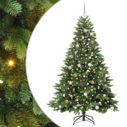 Berkfield Home Artificial Christmas Tree with 300 LEDs Green 210 cm PE & PVC - thumbnail 2