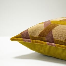Paoletti Delano Geometric Velvet Cushion in Yellow - Size: 40 cm x 60 cm - thumbnail 5