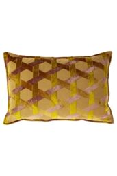Paoletti Delano Geometric Velvet Cushion in Yellow - Size: 40 cm x 60 cm - thumbnail 1