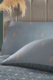 Furn Bee Deco Geometric Reversible Duvet Cover Set in Blue - Size: Super King - thumbnail 2