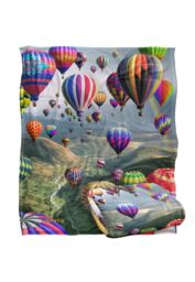JQ Licensing Royce Mcclure Hot Air Balloon Sky Roads Silky Touch Super Soft Throw Blanket 152 X 127 cm in White - thumbnail 2