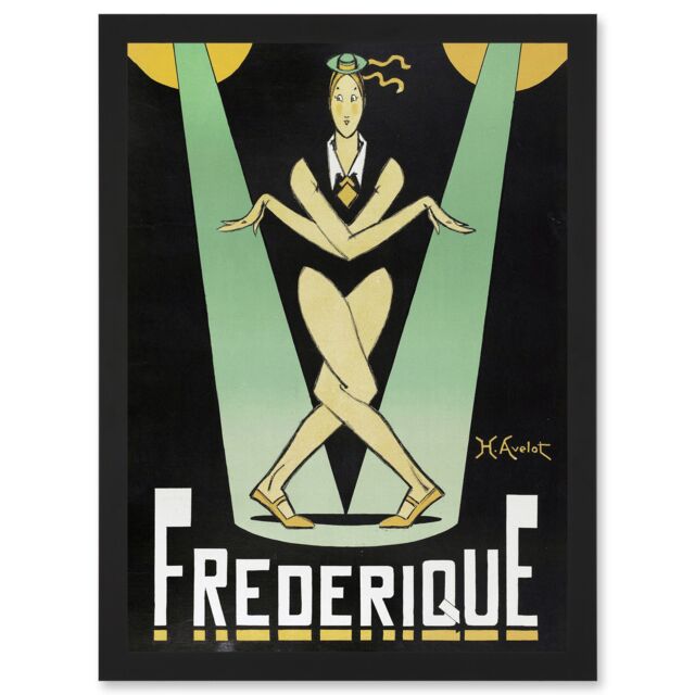 Artery8 Avelot Frederique Music Hall Star Advert Artwork Framed Wall Art Print A4 in Black - image 1