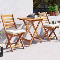 Kelvenix 3 PCS Acacia Wood Bistro Set Folding in Brown - Size: 0.6m2 - thumbnail 3