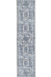Kukoon Beige Blue Distressed Hallway Runner Rug Non Slip & Washable in Mid Blue - Size: 60 cm x 240 cm - thumbnail 1