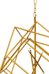 Orsina Brass Finish Six Bulb Pendant Light, Overlapping Cube Metal Frame, Contemporary Luxe Lighting Fixture in Gold - thumbnail 2