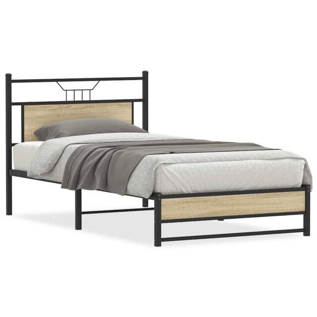 Berkfield Home Bed Frame without Mattress Sonoma Oak 100x190 cm Engineered Wood in Brown - image 1