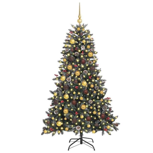 Berkfield Home Modern Artificial Christmas Tree with 300 LEDs Green 99 x 99 x 180 cm - image 1
