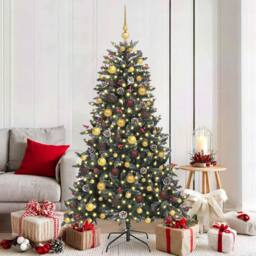 Berkfield Home Modern Artificial Christmas Tree with 300 LEDs Green 99 x 99 x 180 cm - thumbnail 2
