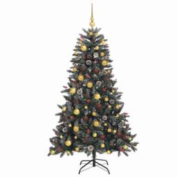 Berkfield Home Modern Artificial Christmas Tree with 300 LEDs Green 99 x 99 x 180 cm - thumbnail 4