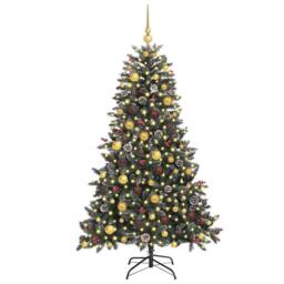 Berkfield Home Modern Artificial Christmas Tree with 300 LEDs Green 99 x 99 x 180 cm - thumbnail 1