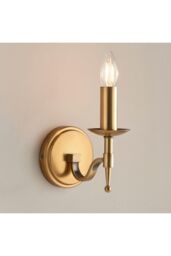 Netlighting Stanford 1 Light Indoor Candle Wall Light Antique Brass E14 in Gold - thumbnail 2