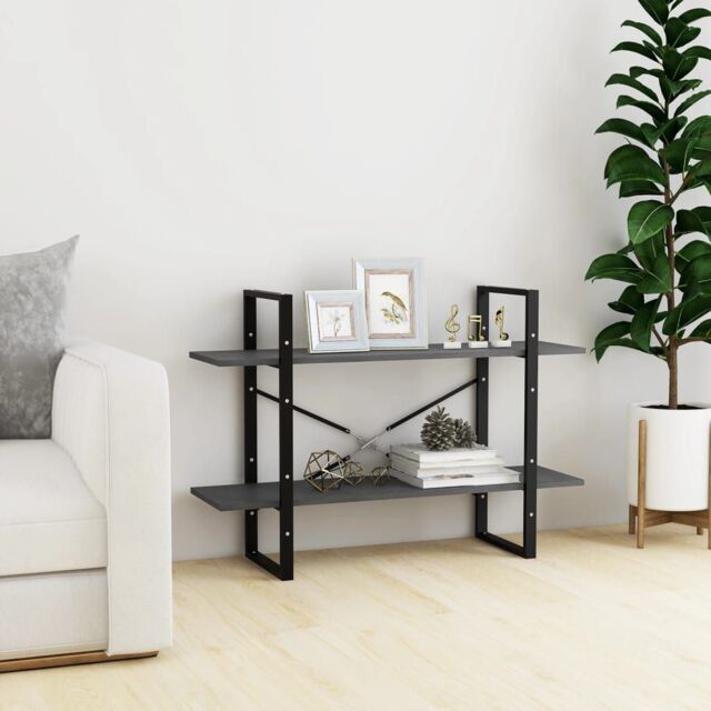 Berkfield Home 2-Tier Book Cabinet Grey 100x30x70 cm Solid Pine Wood - Size: 100 x 30 x 70 cm - image 1