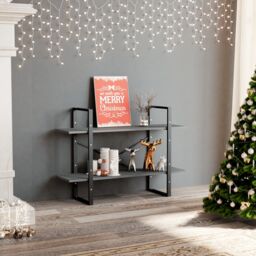Berkfield Home 2-Tier Book Cabinet Grey 100x30x70 cm Solid Pine Wood - Size: 100 x 30 x 70 cm - thumbnail 3