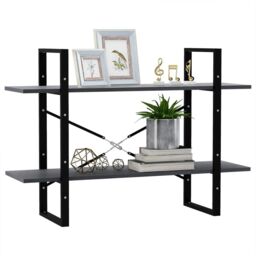 Berkfield Home 2-Tier Book Cabinet Grey 100x30x70 cm Solid Pine Wood - Size: 100 x 30 x 70 cm - thumbnail 4