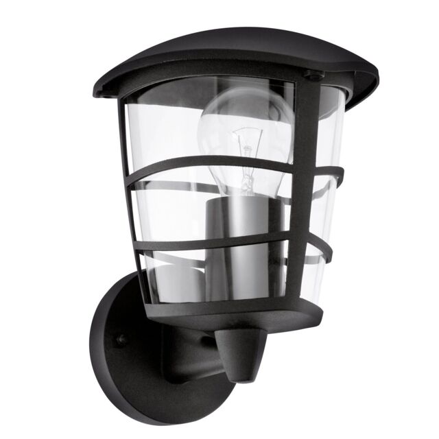 Loops IP44 Outdoor Wall Light Black Modern Lantern 1 x 60W E27 Bulb Porch Lamp - image 1