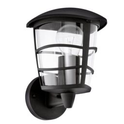 Loops IP44 Outdoor Wall Light Black Modern Lantern 1 x 60W E27 Bulb Porch Lamp