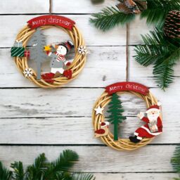 Netagon Battery Powered Wicker Christmas Wreath in Red - thumbnail 6