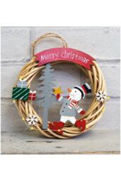 Netagon Battery Powered Wicker Christmas Wreath in Red - thumbnail 3