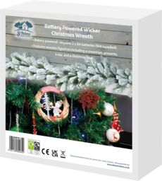 Netagon Battery Powered Wicker Christmas Wreath in Red - thumbnail 9