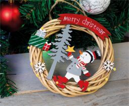 Netagon Battery Powered Wicker Christmas Wreath in Red - thumbnail 4