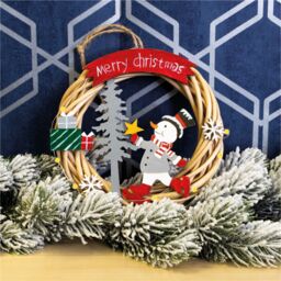 Netagon Battery Powered Wicker Christmas Wreath in Red - thumbnail 7