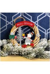 Netagon Battery Powered Wicker Christmas Wreath in Red