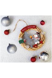Netagon Battery Powered Wicker Christmas Wreath in Red - thumbnail 5