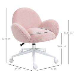 EONLION Fluffy Leisure Chair Office Chair with Backrest Armrest in Pink - Size: 100 cm - thumbnail 2