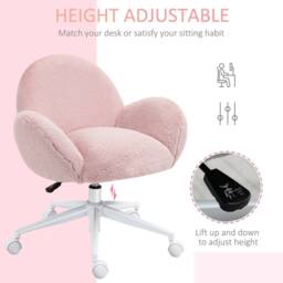 EONLION Fluffy Leisure Chair Office Chair with Backrest Armrest in Pink - Size: 100 cm - thumbnail 5