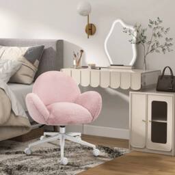 EONLION Fluffy Leisure Chair Office Chair with Backrest Armrest in Pink - Size: 100 cm
