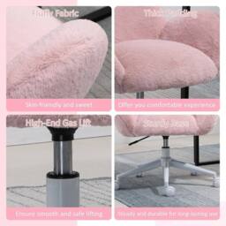 EONLION Fluffy Leisure Chair Office Chair with Backrest Armrest in Pink - Size: 100 cm - thumbnail 3