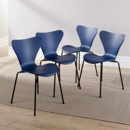 Home Source Fleur Table & 4 Penny Chairs Dining Set White Top Wooden Legs in Navy - thumbnail 9