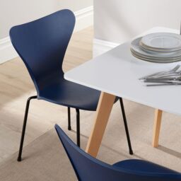 Home Source Fleur Table & 4 Penny Chairs Dining Set White Top Wooden Legs in Navy - thumbnail 6