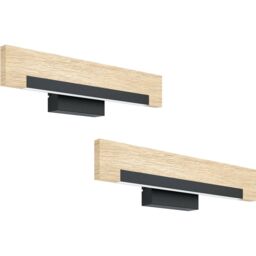 Loops 2 PACK Wall Light Colour Black Brown Shade White Plastic LED 1x8.5W Included