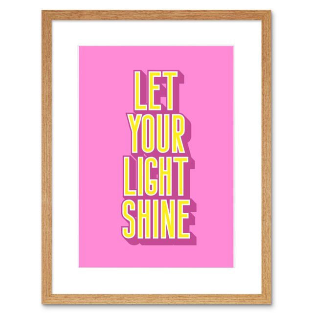 "Artery8 Wall Art Print Bright Motivation Let Your Light Shine Framed in Beige - Size: W7"" x H9""" - image 1