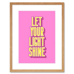 "Artery8 Wall Art Print Bright Motivation Let Your Light Shine Framed in Beige - Size: W7"" x H9""" - thumbnail 1