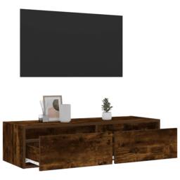Berkfield Home TV Cabinet with LED Lights Smoked Oak 100X35.5x25 cm in Brown - thumbnail 5