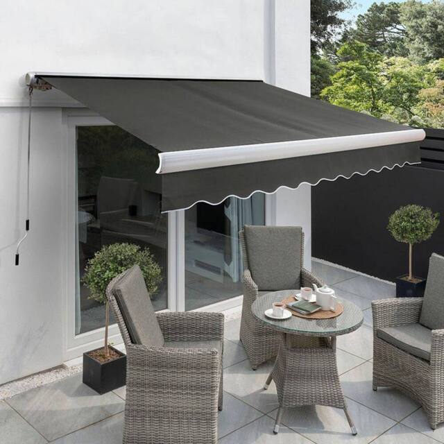 Primrose Awnings Electric Full Cassette Patio Awning Retractable Canopy 4.0m x 3.0m in Dark Grey - image 1