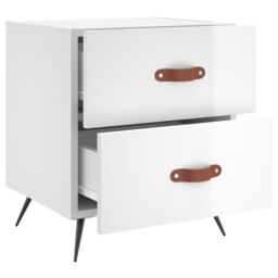 Berkfield Home Bedside Cabinet High Gloss White 40x35x47.5 cm Engineered Wood - thumbnail 3