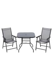 Garden Sanctuary 3Pcs Steel Outdoor Garden Table & Chair Set in Black - thumbnail 3
